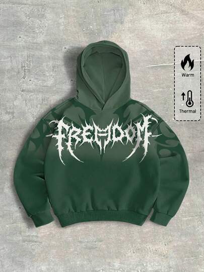 Street Life Men's Minimalist Gothic Printed Long Sleeve Hoodie