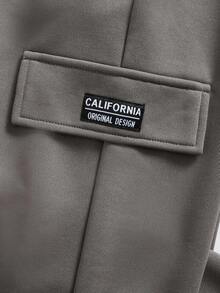 SHEIN Bộ 2 áo thun cổ tròn tay ngắn in chữ và quần short thường ngày cho bé trai tuổi teen - Xám - Xem 4