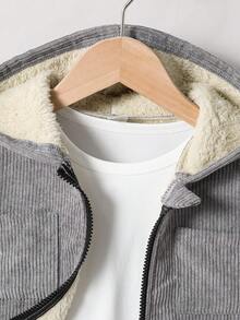 男童休闲简约抓绒外套和裤子套装（2件套），适合休闲放松、日光浴、上学、秋冬季节、幼儿穿着，保暖内衬。 - 灰色 - 查看 4