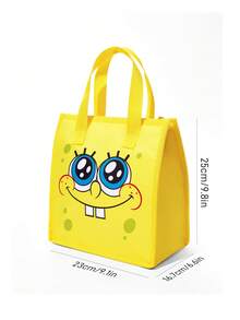 SpongeBob SquarePants | SHEIN 1个印花图案保温午餐包，可保温或保冷，野餐包，大容量，可装午餐盒和饮料，适合野餐、露营、旅行、家庭使用，适合家庭、学生，也是送礼佳品。 - 黃色 - 查看 7
