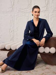 Al Najma 女士土耳其长款连衣裙和阿拉伯传统长袍 - 寶藍色 - 查看 7