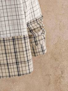 Manfinity VCAY Men's Casual Plaid Patchwork Shirt, Autumn - Multicolor - View 5