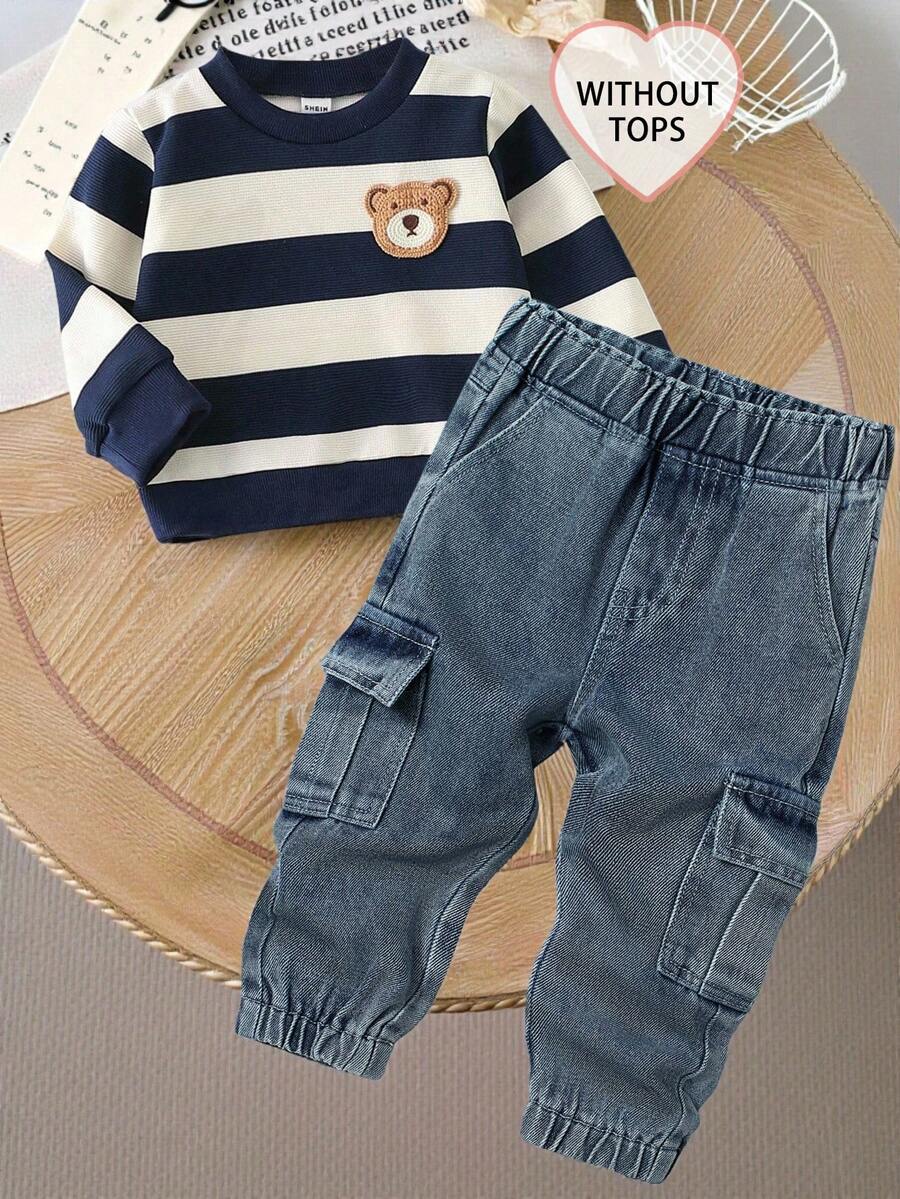 男婴休闲百搭舒适弹力腰洗水牛仔裤 - 淺色水洗藍 - 查看 1