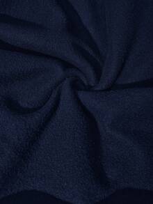 SHEIN CURVE+ 女式加大码 V 领骷髅手指花卉印花黑色加大码宽松羊毛运动衫冬季秋季秋冬 - 藏蓝色 - 查看 9