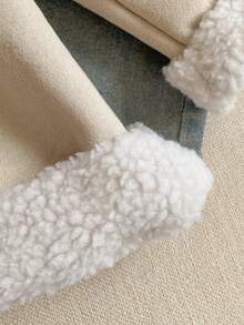 PrepCrw 1 件年轻女孩优雅学院风休闲都市连帽长袖羊毛夹克，适合外出、聚会、返校、秋冬 - 杏色 - 查看 7