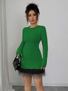 Elenzga Vestido de suéter casual de mujer con flecos - Verde Oliva - Ver 6