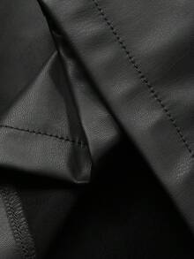 DAZY Women's Casual PU Leather Solid Color Wide Leg Ankle Length Pants, Autumn/Winter