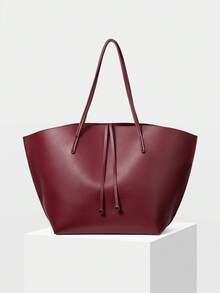 MOTF PREMIUM 女士大容量单肩手提包，带拉链内袋，适合日常通勤、情人节等场合 - 酒紅色 - 查看 2