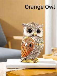 1件猫头鹰雕像装饰品 多功能办公收纳架 卧室现代简约可爱雕塑 猫头鹰爱好者收藏家礼物