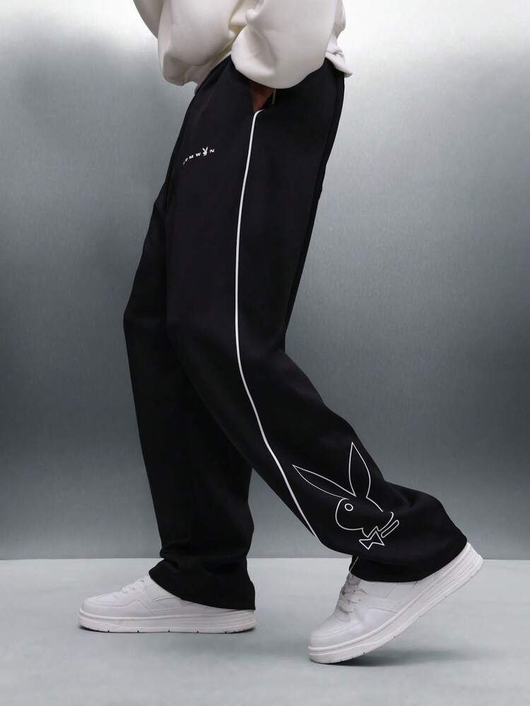 PLAYBOY X SUMWON Jogginghose mit geradem Bein und Paspelierung