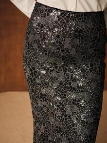 MOTF PREMIUM FALDA ELEGANTE AJUSTADA CON ENCAJE BRILLANTE PARA MUJER - Multicolor - Ver 2