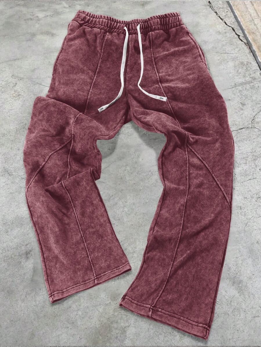 Manfinity EMRG Men's Casual Fashion Distressed Drawstring Waist Loose Wide Leg Sweatpants