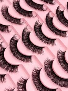 20Pairs D Curl Full Strip Lashes Fluffy Thick Fake Eyelashes Reusable Faux Mink Lashes Strip Lashes,Lashes,Eyelashes,Fake Lashes - Black - Natural Slender - View 6
