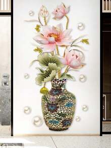 2张花卉花瓶图案墙贴，现代可移除墙贴，家居装饰，贴纸，墙贴，乙烯基贴纸，家居装饰，Rama Decor贴纸礼物，生日毕业墙饰，房间装饰，个性化贴纸 - 彩色 - 查看 2