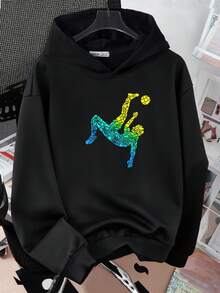 Tween Boys' Versatile Futuristic Mechanical Football Sweatshirt, Autumn/Winter - Black - View 1