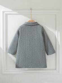 Souflis Souflis 法式复古灰色长袖翻领羊毛混纺外套，适合派对、郊游、上学及各种场合，男童款