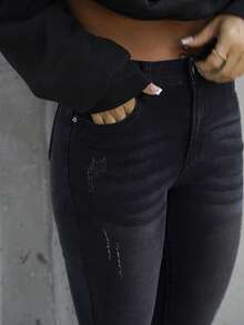 SAYEHFBABY Women Jeans  Thickened Denim - Black - View 6