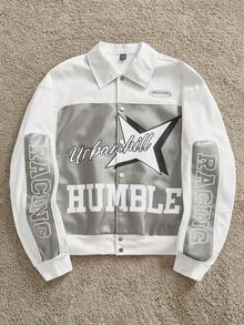 SWAVVY Jaqueta Masculina Casual de Ajuste Folgado de Manga Longa com Abertura Frontal em Couro Sintético