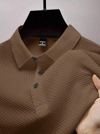 Manfinity Homme Camisa polo casual de manga corta con botones frontales de unicolor para hombre