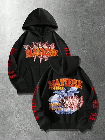 Men's Angel Doll Print Fleece Hoodie