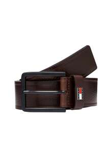 Tommy Hilfiger Leather Square Buckle Men's Belt Brown - Dark Brown - 查看 1