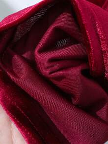 Glamorique Kids 幼儿酒红色天鹅绒珍珠装饰大蝴蝶结喇叭袖连衣裙，甜美优雅，适合圣诞派对和新年穿着 - 酒紅色 - 查看 7