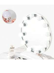 LED可调光化妆镜灯（不含镜子），USB供电，塑料材质，化妆镜灯，灯光可调节，免钻孔化妆镜灯，适用于梳妆台、化妆镜、家居装饰及各种镜子装饰