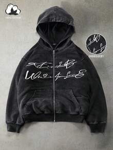 PAVTROS 男士复古时尚长袖连帽拉链卫衣 - 黑色 - 查看 4