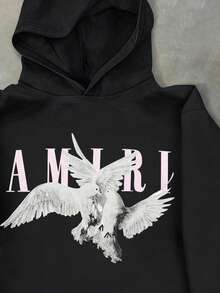 Glimmora Men's Long Sleeve Creative Pattern Casual Versatile Hoodie Sweatshirt - Black - View 2