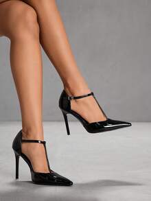 CUCCOO SZL Women's Fashion Comfortable Fabric Pointed Toe Stiletto High Heel Pumps For Christmas - Black - View 1