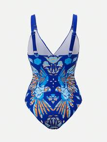 Swim Oasis Conjunto de traje de baño de una pieza con estampado de loro de lujo para resort del sur de Francia, con falda pareo - Multicolor - Ver 7