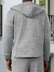 Manfinity CasualCool 男士休闲单排扣口袋拉链连帽卫衣，秋季长袖针织衫，灰色 - 灰色 - 查看 2