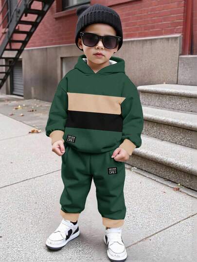 Bộ 2 áo hoodie dài tay thoải mái, rộng rãi, thường ngày cho bé trai, phù hợp cho mùa thu/đông