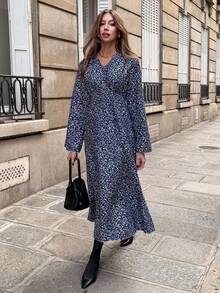 SHEIN PariChic Đầm dài tay cổ chữ V họa tiết hoa xinh xắn dành cho nữ, đi nghỉ - Nhiều màu - Xem 3