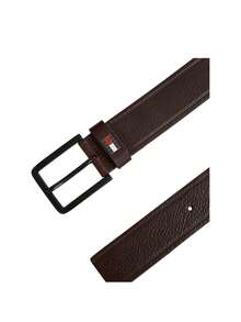 Tommy Hilfiger Leather Square Buckle Men's Belt Brown - Dark Brown - 查看 3