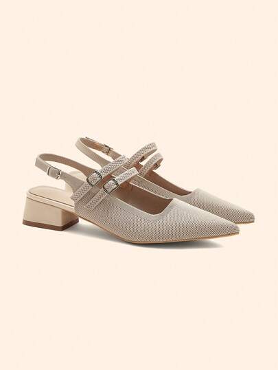 CUCCOO BASICS Bailarinas casuales con diseño de hebilla y punta afilada para mujer