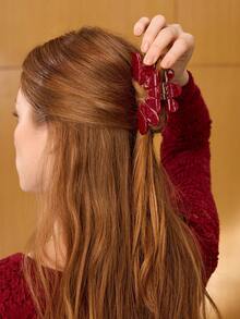 ALL OVER PRINT HALF ARC HAIR CLIPS - Burgundy - View 6