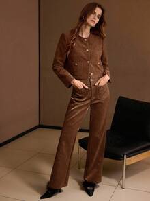 MOTF PREMIUM 直筒裤，带口袋，秋冬季 - 摩卡棕 - 查看 6