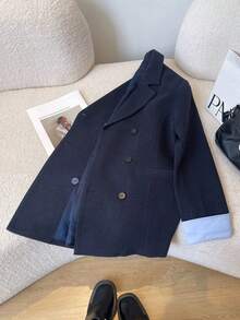 Airaco 女式双排扣翻领休闲西装外套 - 藏蓝色 - 查看 5