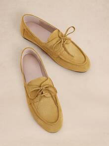 Rosivie Damen Lässig Schleife Dekor Loafers - Gelb - Übersicht 8