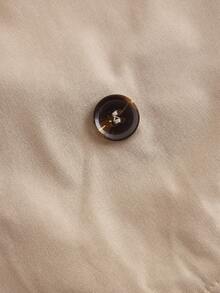 SHEIN MOD 女士卡其色短款休闲宽松外套，配腰带，秋季外套，秋装，秋装，度假女装，返校季 - 卡其色 - 查看 4