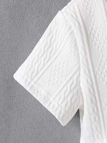 三件套男童时尚可爱圆领罗纹T恤（字母提花）、短裤和斜挎包，适合日常穿着、上学、休闲外出、购物、度假、用餐等场合，适合春、夏、秋季穿着。 - 白色 - 查看 6