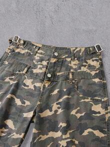 Manfinity Denimwave Men's Adjustable Waist Camouflage Barrel Leg Pants, Streetwear Style Camo Sweats - Multicolor - View 3