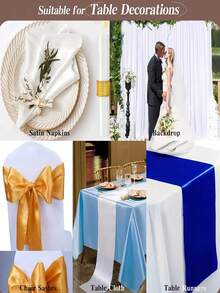 1 pieza de tela de satén azul real lisa para hacer vestidos de novia, vestidos de fiesta, envolver regalos, camino de mesa y uso al aire libre - Multicolor - Ver 6
