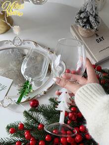 1个圣诞树造型高脚杯，红酒杯，葡萄酒杯，玻璃器皿，适用于家庭、餐厅、家居装饰、餐具、圣诞礼物