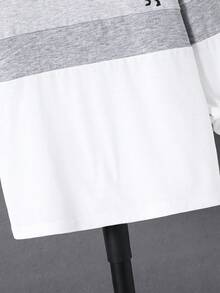 SHEIN Mirajuku Boys' Polo Shirt With Contrast Collar, Long Sleeve, Minimalist & Fashionable - White - View 6