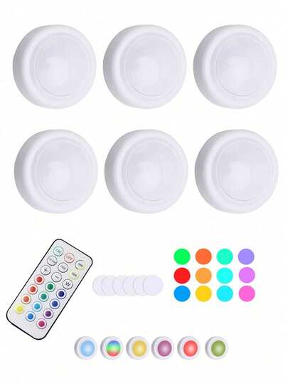 1Set 13 Color Modes LED Night Light, Simple White Round Shaped Control Lamp Stick-On Magnetic Light Fixture For Hallway Bathroom Bedroom Kitchen Cabinet Stairs Home Decor For Home