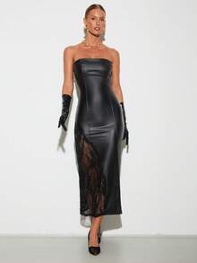 Nuvra Đầm ôm body dài không tay, cổ thấp, hai lớp, định hình bụng, có lớp lót, thắt eo và nâng mông dành cho nữ - màu đen - Xem 9