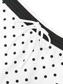 INAWLY 女士波点印花扭结开衩休闲复古半身裙 - 彩色 - 查看 4