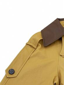 Lumivelle Manteau/veste longue/trench-coat élégant à double boutonnage avec patchwork col châle pour femmes - Multicolore - Voir 9